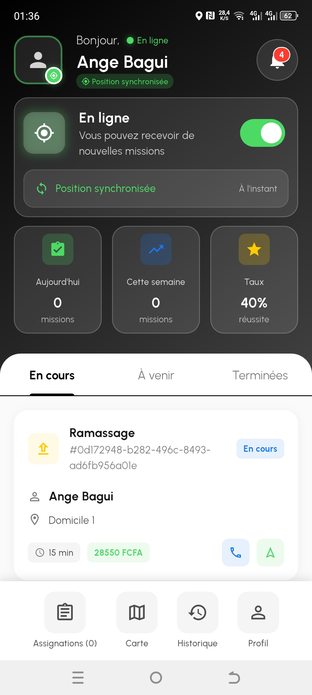 Écrans Application Livreur